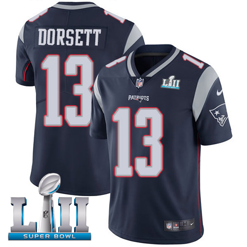 Nike Patriots #13 Phillip Dorsett Navy Blue Team Color Super Bowl LII Youth Stitched NFL Vapor Untouchable Limited Jersey
